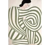 GYTRI CGFHJ Sofia Lind People Poster Color Prints Abstract Wall Art Picture《Green Line Pijamas Girl》Sofia Lind Cuadro en lienzo para la decoración del hogar 50x60cm sin marco