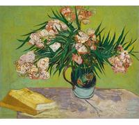 GYTRI CGFHJ Van Gogh Flower Poster and Prints Retro Wall Art Color Picture《Adelfas y Libros》Bodegón Cuadro en Lienzo Para Decoración de Salón 70x50cm Sin Marco