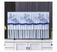 GYTTDERFL Funda Tv Exterior TV Cover Can Be Turned on Without Remove The TV Cover Hanging Desktop Thin LCD Protective Cover with Lace Simple(Color 01,95x56cm)