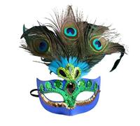 GYTTDERFL MáScaras Para Fiesta De Baile Máscara de Halloween Mascarada Carnaval Bola enmascarada Disfraz Disfraz Plumas de pavo real for Mardi anónimo(Blue)