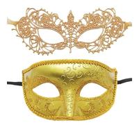 GYTTDERFL MáScaras Para Fiesta De Baile Máscaras de disfraces for pareja mujer encaje hombres PP Cosplay disfraz carnaval fiesta de graduación personalidad tocado máscaras(Gold)