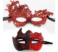 GYTTDERFL MáScaras Para Fiesta De Baile Máscaras de disfraces for pareja mujer veneciana encaje hombres PP Cosplay disfraz carnaval fiesta de graduación personalidad tocado máscaras(C-Red)