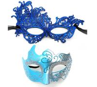 GYTTDERFL MáScaras Para Fiesta De Baile Máscaras de disfraces for pareja mujer veneciana encaje hombres PP Cosplay disfraz carnaval fiesta de graduación personalidad tocado máscaras(C-silver-blue)