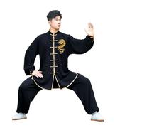 GYTTDERFL Ropa para Artes Marciales Conjunto de Ropa de Tai chi con Bordado de Primavera y otoño for Practicar Artes Marciales.(Black A,M)