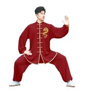 GYTTDERFL Ropa para Artes Marciales Conjunto de Ropa de Tai chi con Bordado de Primavera y otoño for Practicar Artes Marciales.(Red A,M)