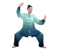 GYTTDERFL Ropa para Artes Marciales Ropa de Kung Fu Tai Chi Ropa de Artes Marciales Uniforme de Taijiquan Wushu Wing Chun Multicolor El Gradiente Transpirable(Dark Green,S)