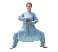 GYTTDERFL Ropa para Artes Marciales Ropa de Tai Chi, Ropa de Wushu, Vestido de Kung Fu, Uniforme de Artes Marciales, Primavera y Verano, Mangas largas, Transpirable(Blue,S)