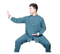 GYTTDERFL Ropa para Artes Marciales Trajes Wing Chun Tang de Lino, Uniformes de Artes Marciales, Kungfu, Ropa Tradicional, Ropa de Tai chi(Blue,L)