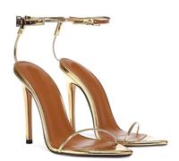 GYTTDERFL Zapatos Tacon Mujer Sandalias de tacón alto con tiras y punta abierta for mujer, ideales for bailes de graduación y noche.(Gold,36)