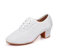 GYUBL Zapatos de Baile de Salón para Mujeres con Cordones - Zapatos de Práctica y Enseñanza de Latín y Salsa,LP112-Blanco-5-MD,EU35