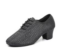 GYUBL Zapatos de Baile de Salón para Mujeres con Cordones - Zapatos de Práctica y Enseñanza de Latín y Salsa,LP112-Negro-5-MD,EU39