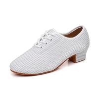 GYUBL Zapatos de Baile de Salón para Mujeres con Cordones - Zapatos de Práctica y Enseñanza de Latín y Salsa,LP112-Blanco-3-MD,EU35