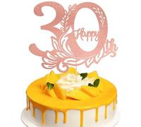 Gyufise 1 decoración para tarta de 30 cumpleaños, 30 decoraciones para tartas de 30 cumpleaños, decoración de fiesta de aniversario de 30 años, color oro rosa