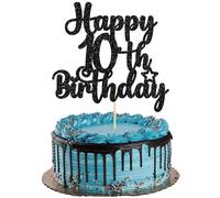 Gyufise 1 decoración para tarta de cumpleaños número 10 con purpurina y fabulosos saludos a 10 años de edad, para celebrar el 10 cumpleaños, aniversario, fiesta, suministros de decoración de pasteles,