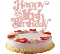 Gyufise 1 decoración para tarta de cumpleaños número 16 con purpurina para decoración de tarta de feliz cumpleaños, saludos a 16 años para 16 años, boda, fiesta, decoración de cupcakes, suministros de