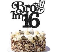 Gyufise 1 decoración para tartas con purpurina «Brother I'm 16» para tarta de cumpleaños número 16, decoración para tartas con texto en inglés «It's My 16th Birthday» para niños de 16 años