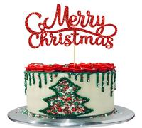 Gyufise 1 paquete de decoración de pastel de Navidad con purpurina roja para decoración de Navidad, Navidad, Papá Noel, Feliz Año Nuevo, suministros de decoración