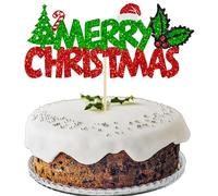 Gyufise 1 paquete de decoración de pastel de Navidad con purpurina roja verde para Navidad, Navidad, Papá Noel, Feliz Año Nuevo, suministros de decoración