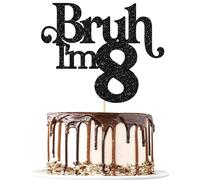 Gyufise 1 paquete de decoración para tartas de Bruh I'm 8 con purpurina "Happy 8th Birthday Cake Pick Bro I'm 8 Cake Decoration It's My 8th Birthday Decoraciones para Cheers to 8 Years Old Anniversary