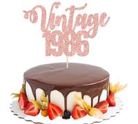 Gyufise 1 paquete de decoración vintage de 1986 con purpurina para tartas de 40 cumpleaños, para hombres y mujeres, cumpleaños 40, fabulosos y felices suministros de fiesta de cuarenta años, oro rosa