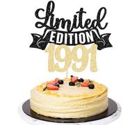 Gyufise 1 pieza de decoración para tarta de edición limitada de 1991 con purpurina para treinta y cinco cumpleaños, decoración para tartas de 35 años, decoración de tartas para fiesta de aniversario