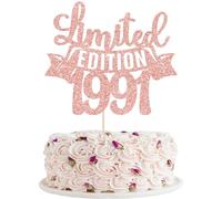 Gyufise 1 pieza de decoración para tarta de edición limitada de 1991 con purpurina para treinta y cinco cumpleaños, decoración para tartas de 35 años, decoración de tartas para fiesta de aniversario