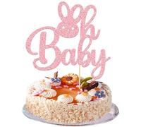 Gyufise 1 pieza rosa purpurina Pascua Oh Baby Cake Topper Happy Easter Cake Decoraciones para primavera, Pascua, cumpleaños, baby shower, suministros para fiesta