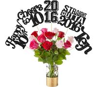 Gyufise 15 piezas de centros de mesa de 10 cumpleaños con texto en inglés "Happy 10th Birthday", 10 decoraciones para fiestas de cumpleaños número 10, color negro