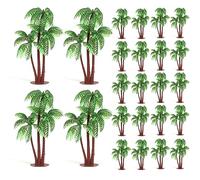 Gyufise 16 piezas de plástico de palmera verde cocos para cupcakes, figuras de palmera en miniatura, decoraciones para tartas para micro acuario, jardín, plantas, modelo, paisaje, suministros de