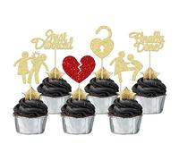 Gyufise 24 adornos para cupcakes de divorcio con purpurina finalmente hecha, simplemente divorciados, púas para cupcakes para ruptura, tema de despedida de soltero, divorcio, fiesta, suministros de