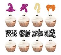 Gyufise 24 piezas Hocus Pocus Cupcake Toppers Glitter Witch Hair I Put A Spell On You I Smell Children Cupcake Toppers Halloween Hocus Pocus Baby Shower Gender Reveal Party Decoraciones