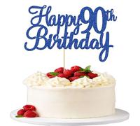 Gyufise 3 piezas de decoración para tartas de 90 cumpleaños con purpurina para tartas de 90 cumpleaños, saludos a 90 años, noventa fabulosas decoraciones para tartas para suministros de fiesta