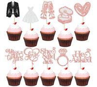 Gyufise 30 piezas de adornos para cupcakes con purpurina "I Do Love Cupcake Picks Miss to Mrs He Asked" para despedida de soltera, boda, compromiso, despedida de soltera, decoración de tartas, oro