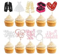 Gyufise 30 piezas de adornos para cupcakes con purpurina "I Do Love Cupcake Picks Miss to Mrs He Asked Bridal Show", boda, compromiso, despedida de soltera, decoración de pasteles, multicolor