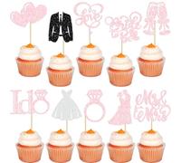 Gyufise 30 piezas de decoración para cupcakes con purpurina para decoración de cupcakes con texto en inglés "I Do Love Cupcake Picks Miss to Mrs, despedida de soltera, boda, compromiso, despedida de