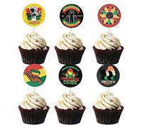 Gyufise 36 adornos para cupcakes con texto en inglés "Happy Juneteenth Day" para decoración de tartas del mes de la historia negra, para el día de junio feliz suministros de decoración de fiesta