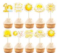 Gyufise 36 piezas de decoración para cupcakes de primer viaje alrededor del sol, decoración de pastel de primer cumpleaños para baby shower