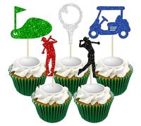 Gyufise Paquete de 30 adornos para magdalenas de golf, para jugar a la pelota de golf, decoración de pasteles, palillos de golf, niño y niña, suministros de fiesta de cumpleaños