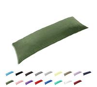 Gyulin Funda de almohada de 100 % algodón de 300 hilos, estilo sobre, 1,4 m, funda protectora de almohada, sin cremallera, solo funda sin relleno, 51 cm x 137 cm, color verde oliva