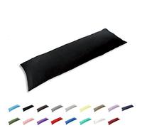 Gyulin Funda de almohada de algodón puro suave y largo con cierre de sobre, solo funda sin relleno, 51 x 138 cm, color negro