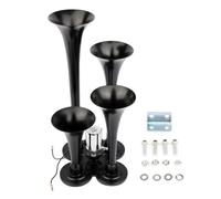 GYUPXYH Bocina de Aire de Bocinas de Tren, 12v/24v Claxon de Camion de 4 Trompetas, Kit de Montaje Incluido para coche camion camiones barco tractor Negro