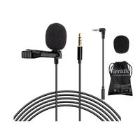 Gyvazla Micrófono de Solapa, 2M Lavalier Micrófono de Condensador Omnidireccional de 3,5 mm con 2 Adaptadores de Microphone Externos para Phones, PC y Cámaras