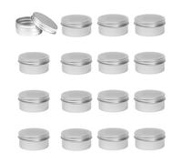 GYWHOOFT 16 tarros de aluminio de viaje, caja redonda, recipientes de aluminio para cremas de viaje, tarros vacíos, tarros cosméticos portátiles con tapón de rosca, recipientes para muestras