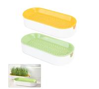 GYWHOOFT 2 bandejas de germinación de hierba para gatos, bandeja hidropónica, bandeja para plantas para hierba de gato, juego de crecimiento de hierba para gatos, kit de jardín de ventanas, hidroponía