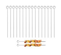 GYWHOOFT 30 pinchos de barbacoa de metal de 20 cm para freír con aire caliente, pinchos verticales, brochetas de metal, brochetas para barbacoa, malvaviscos, chocolate, aperitivos y verduras
