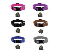GYWHOOFT 6 juegos (6 campanas 6 collares) de collares reflectantes para cabras con campanero de nylon ajustable con campana de bronce ruidosa para pequeños animales de granja Cabra Oveja Caballo Vaca