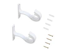 GYWHOOFT Soportes para barra de cortina con tornillos, 2 soportes para barra, cortinas, soportes para barras de 25 - 28 mm, resistentes de aleación de aluminio, soportes de pared para cama,