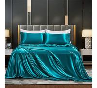 GYWLY Juego de sábanas - Sábanas de seda 100% Tencel, juego de sábanas de 4 piezas suave de eucalipto refrescante de primera calidad, fácil de limpiar para personas que duermen con calor (tamaño: 152