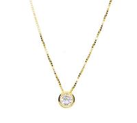 GYXYZB Solitario de Piedra única Zirconia cúbica Delicada Cadena Delicada de la Caja Plata de Ley 925 Bisel Corazón Collar de Estrella de Piedra Individual 40cm Color Dorado