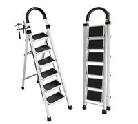 GYYDXXFC Escalera Plegable Resistente De 4/5/6 Peldaños, Taburete Portátil De Acero, Fácil De Abrir Y Cerrar, con Asa, For Cocina Y Hogar, Color Blanco(6 Step)